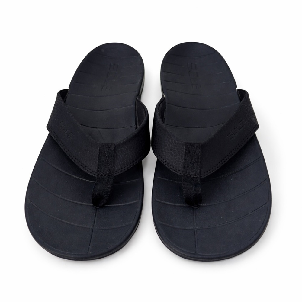 SOLE Catalina Mens Flip Flops Black Arch Support Comfort Sandals Size 10